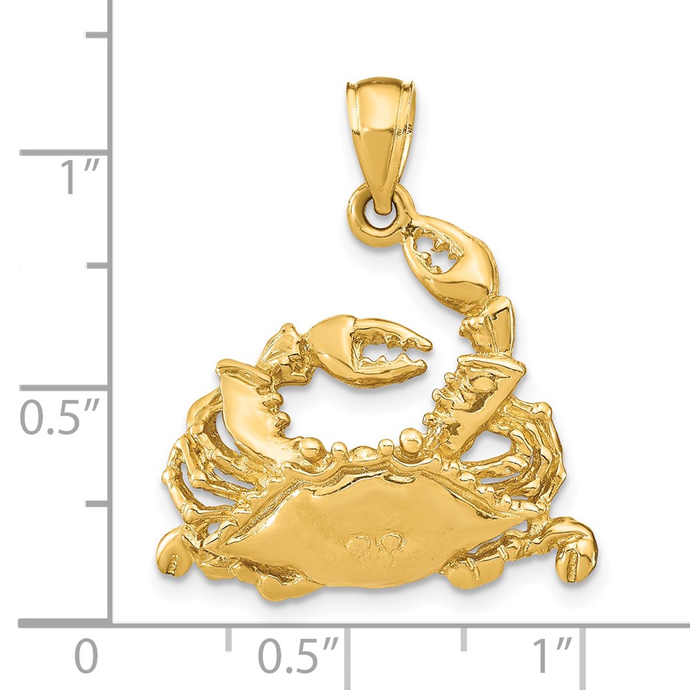 14K Polished Blue Crab Charm (K8057)