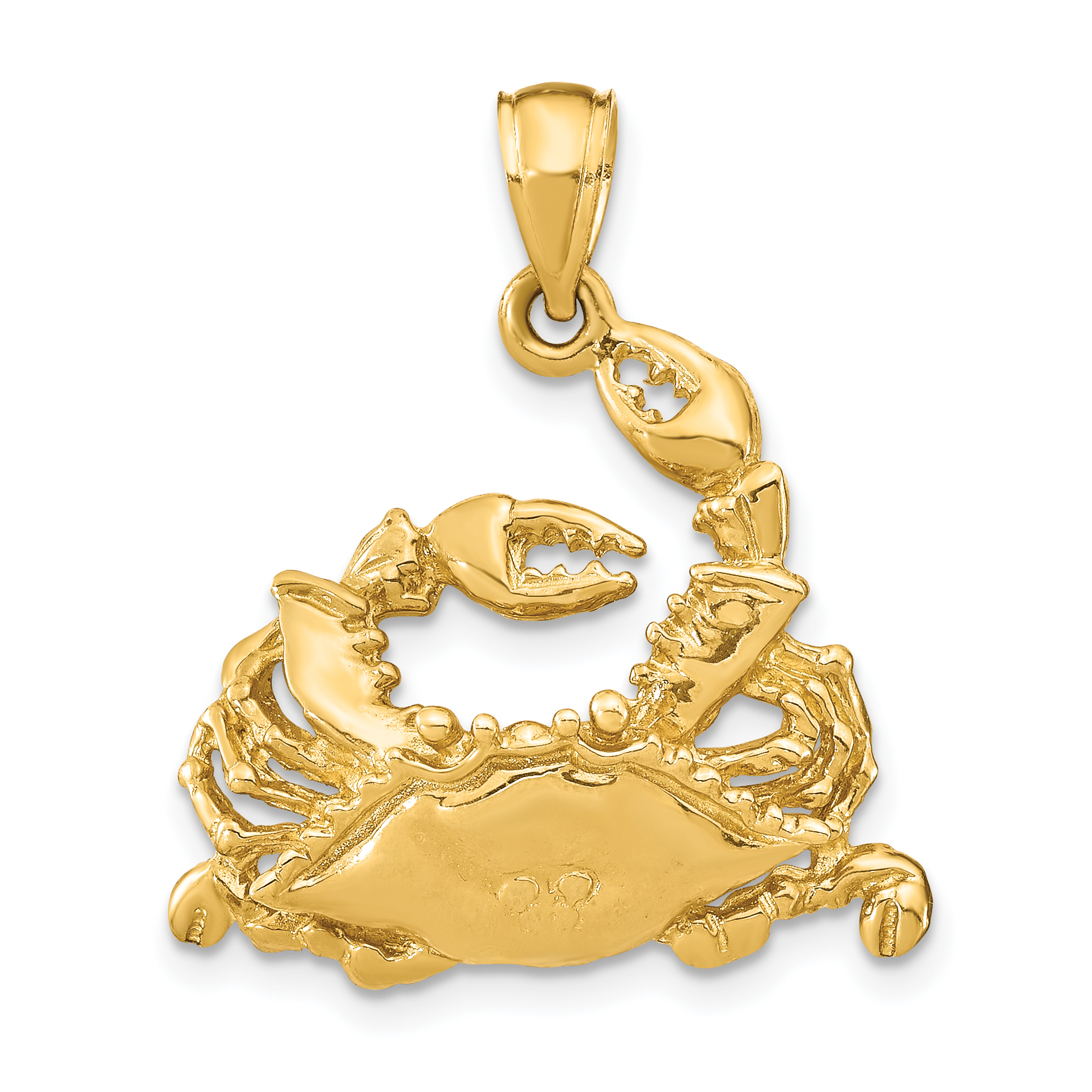 14K Polished Blue Crab Charm (K8057)