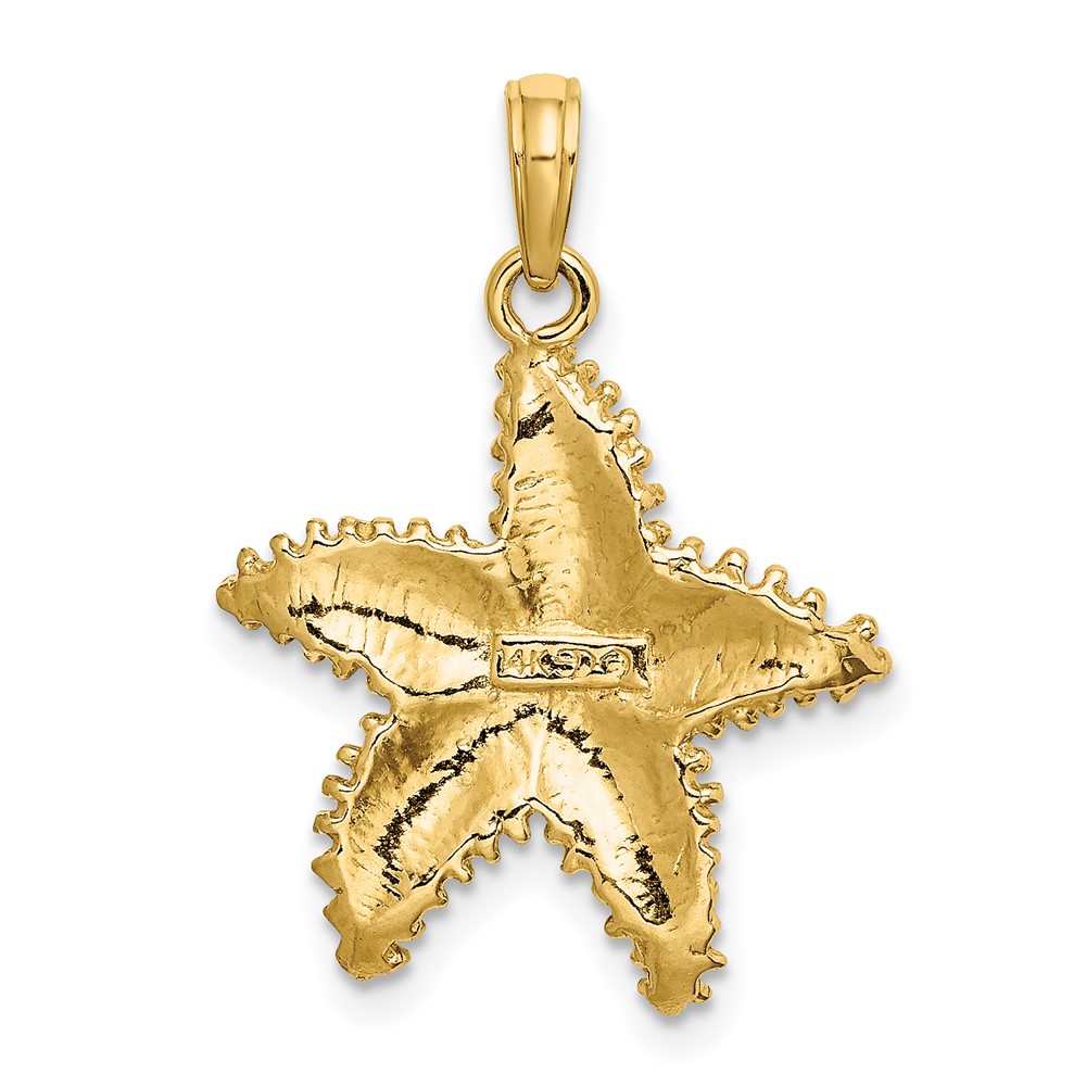 14K Beaded Textured Starfish Charm (K8070)