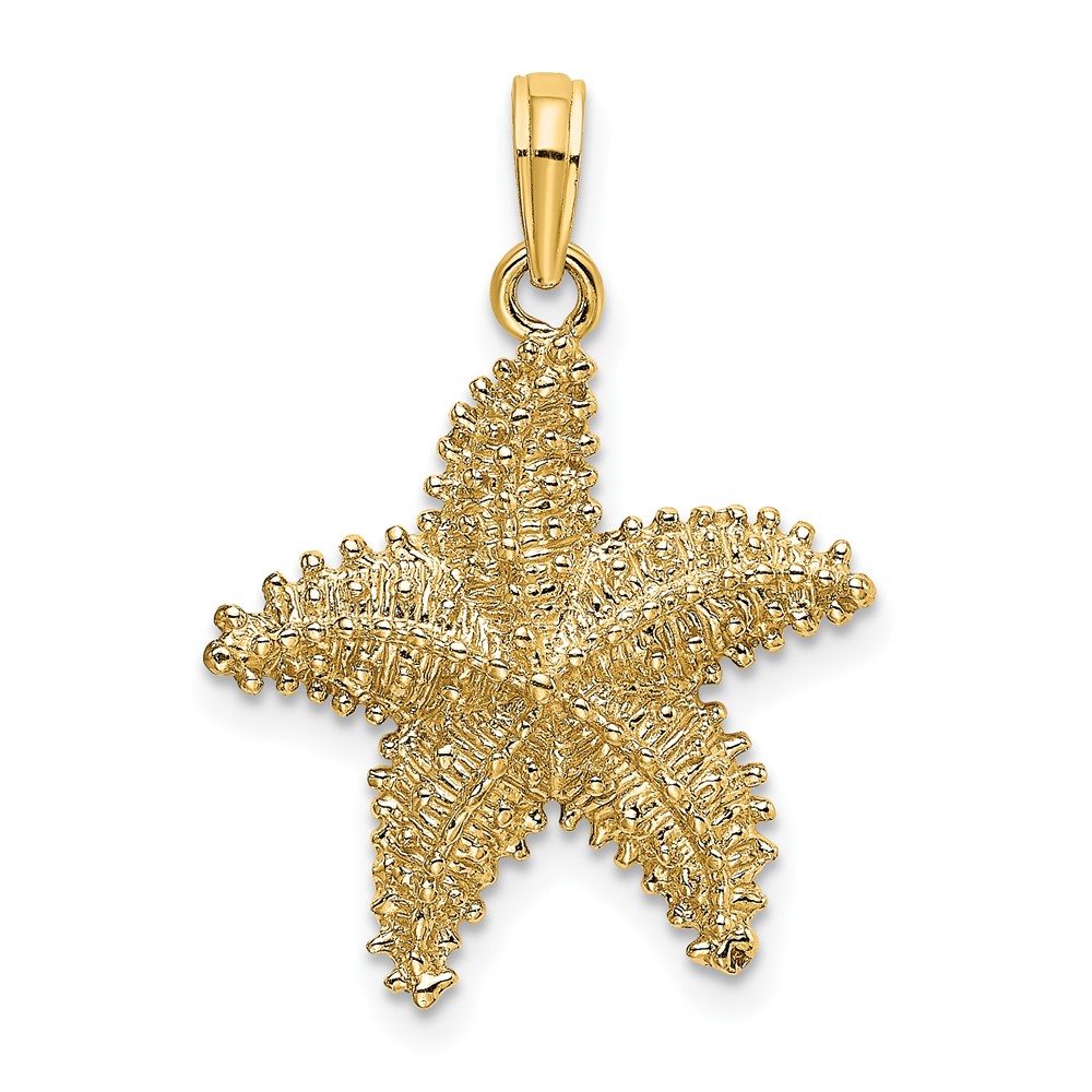 14K Beaded Textured Starfish Charm (K8070)