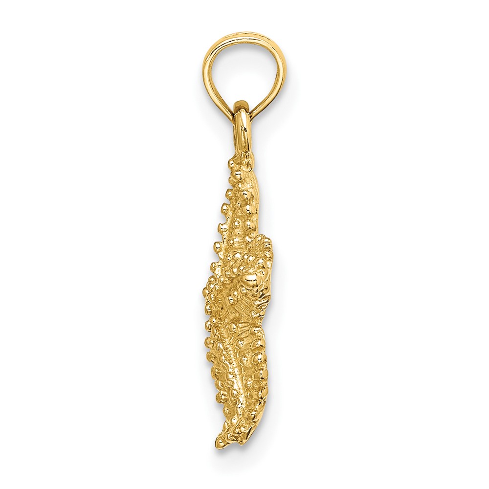 14K Beaded Textured Starfish Charm (K8071)