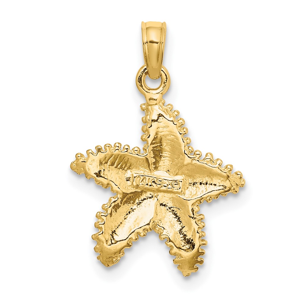 14K Beaded Textured Starfish Charm (K8071)
