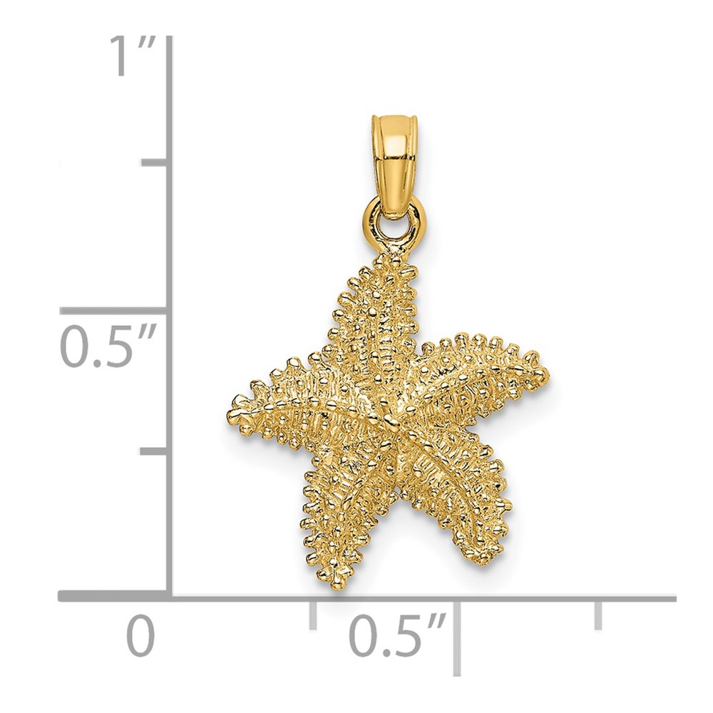 14K Beaded Textured Starfish Charm (K8071)