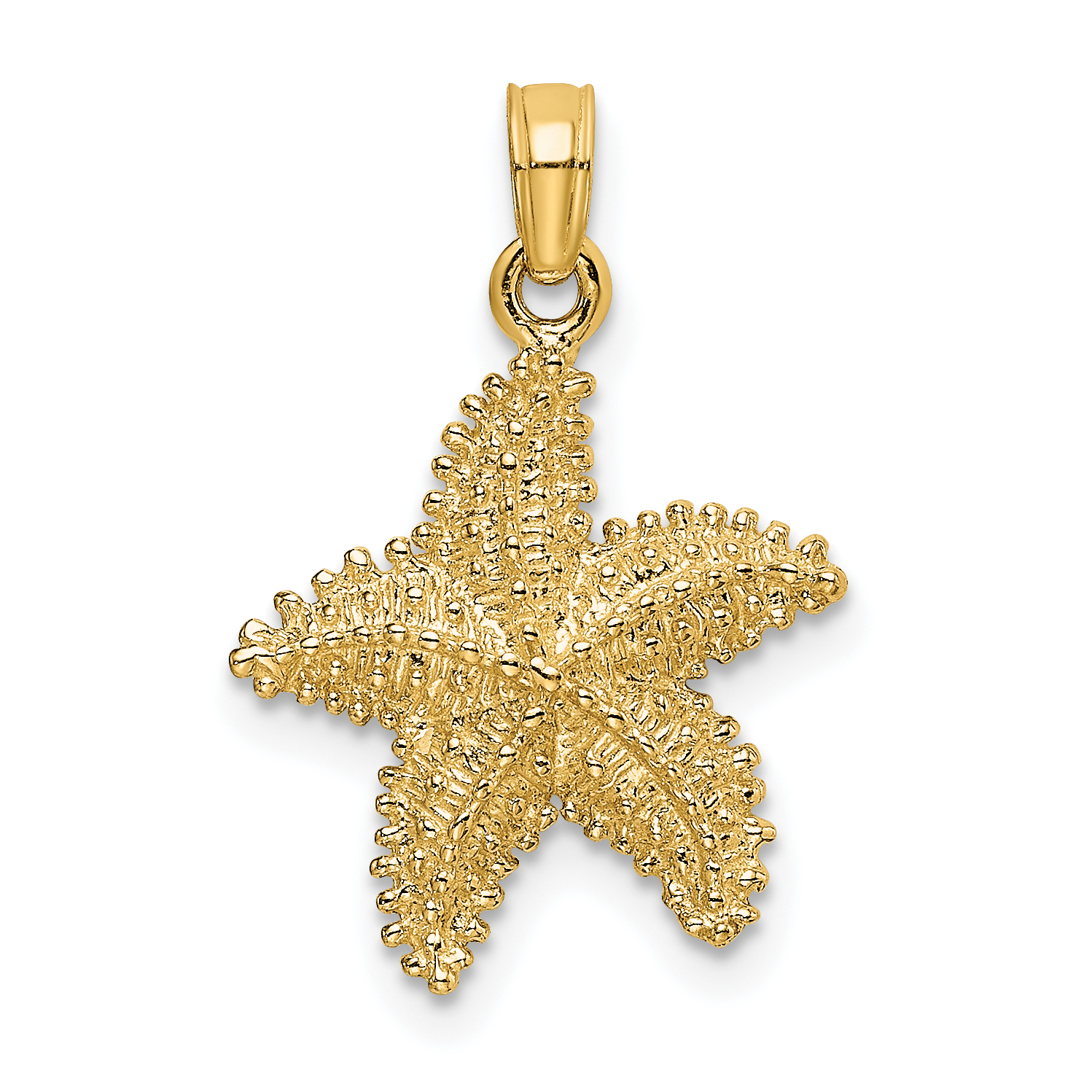 14K Beaded Textured Starfish Charm (K8071)