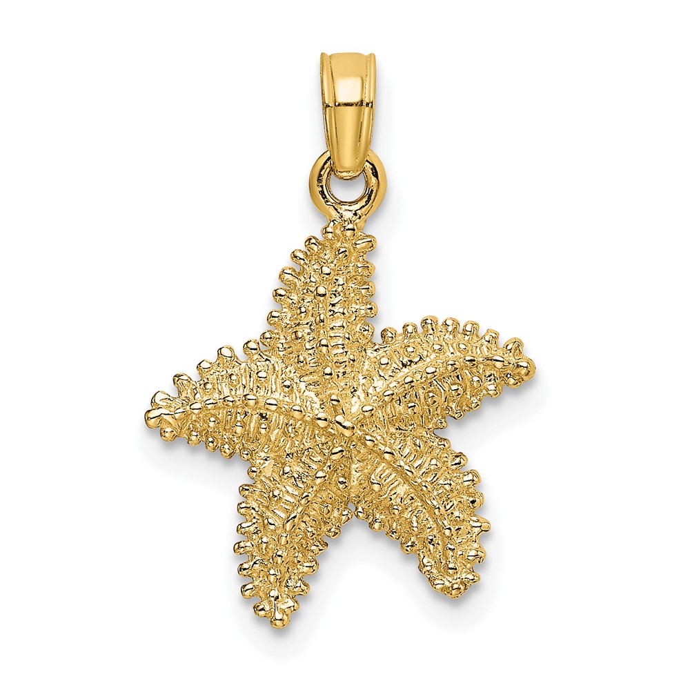 14K Beaded Textured Starfish Charm (K8071)