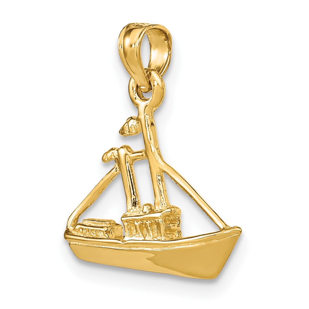 14K 3-D Cargo Ship W/ Tug Boat Charm (K8099)