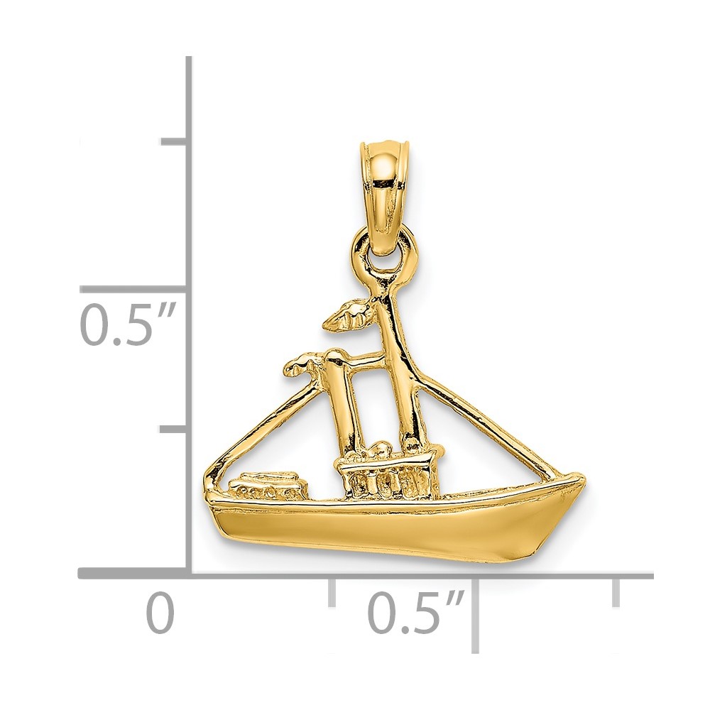 14K 3-D Cargo Ship W/ Tug Boat Charm (K8099)