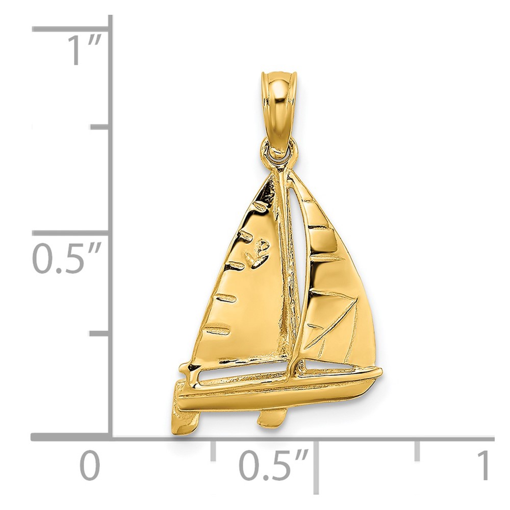 14K 3-D Polished SAILBOAT Charm (K8102)
