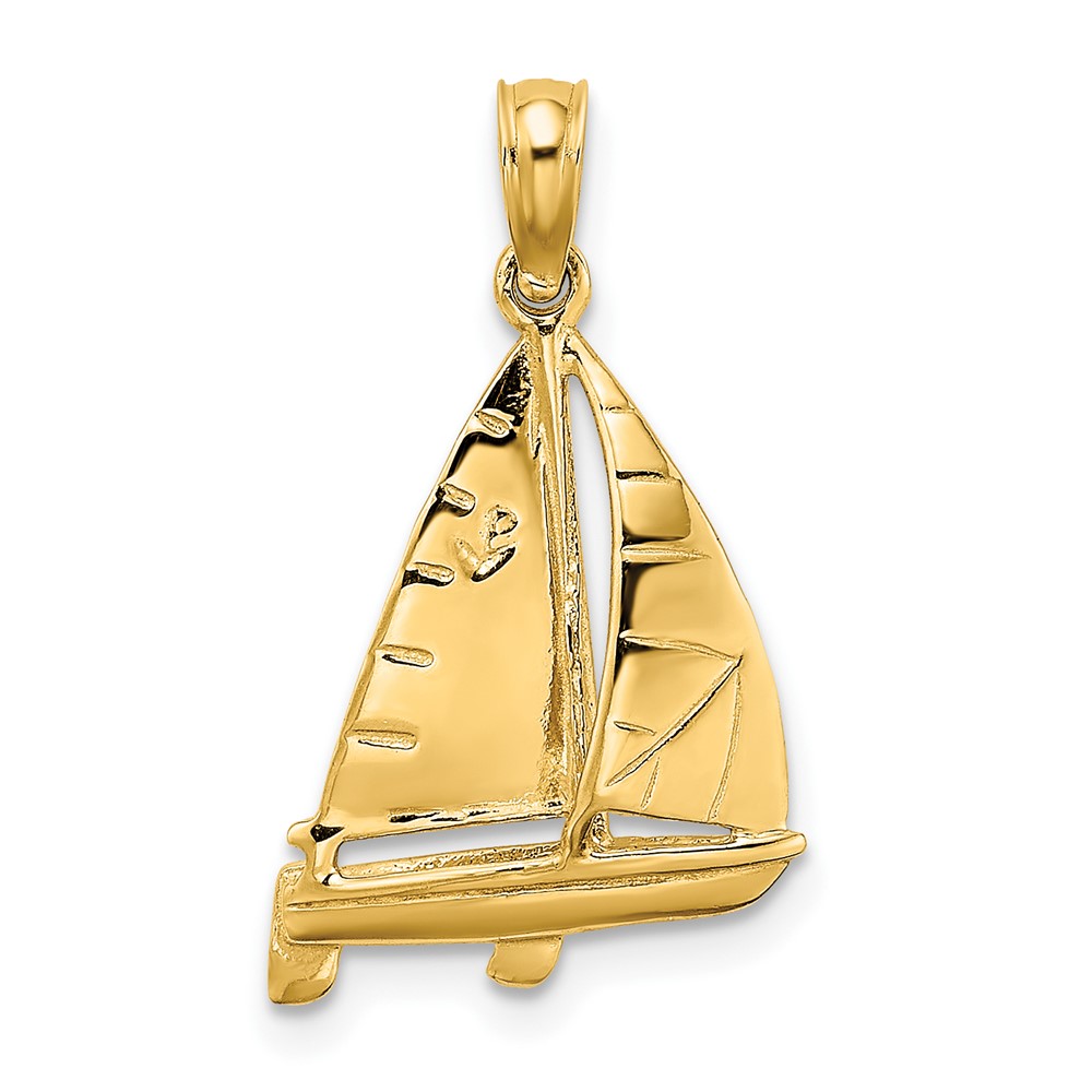 14K 3-D Polished SAILBOAT Charm (K8102)