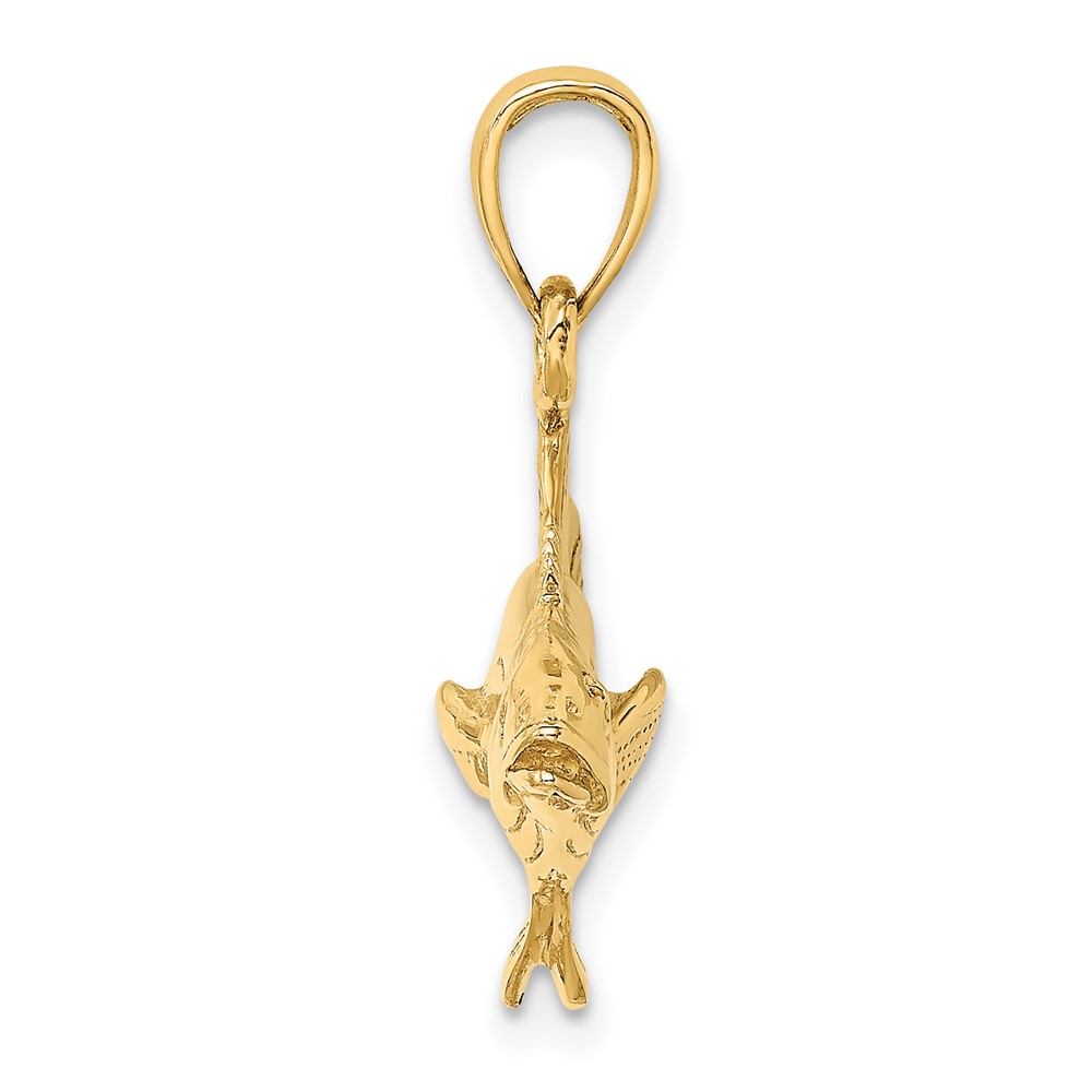 14K 3-D Polished Cobia Fish Charm (K8114)