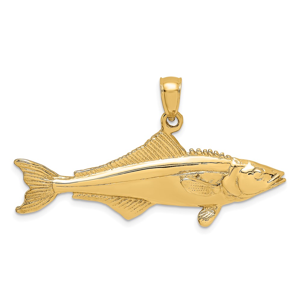 14K 3-D Polished Cobia Fish Charm (K8114)