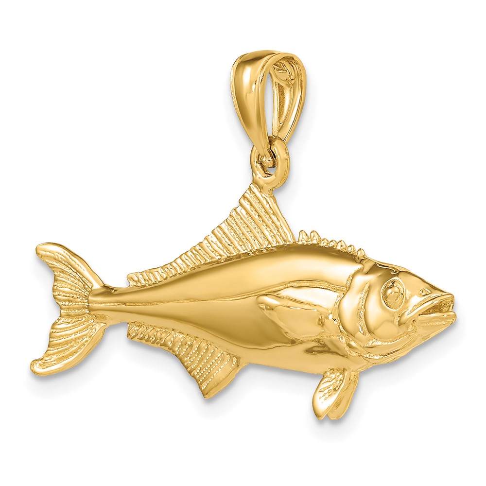 14K 3-D Polished Cobia Fish Charm (K8114)