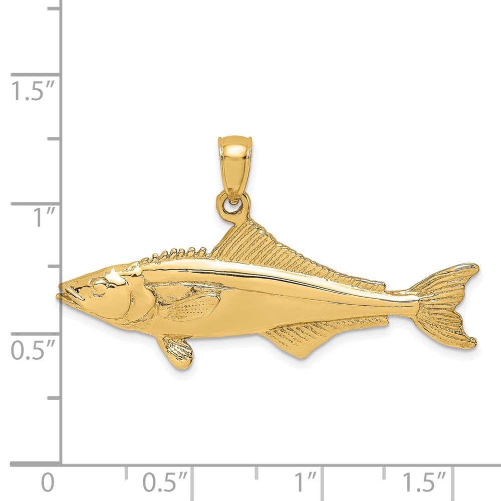 14K 3-D Polished Cobia Fish Charm (K8114)