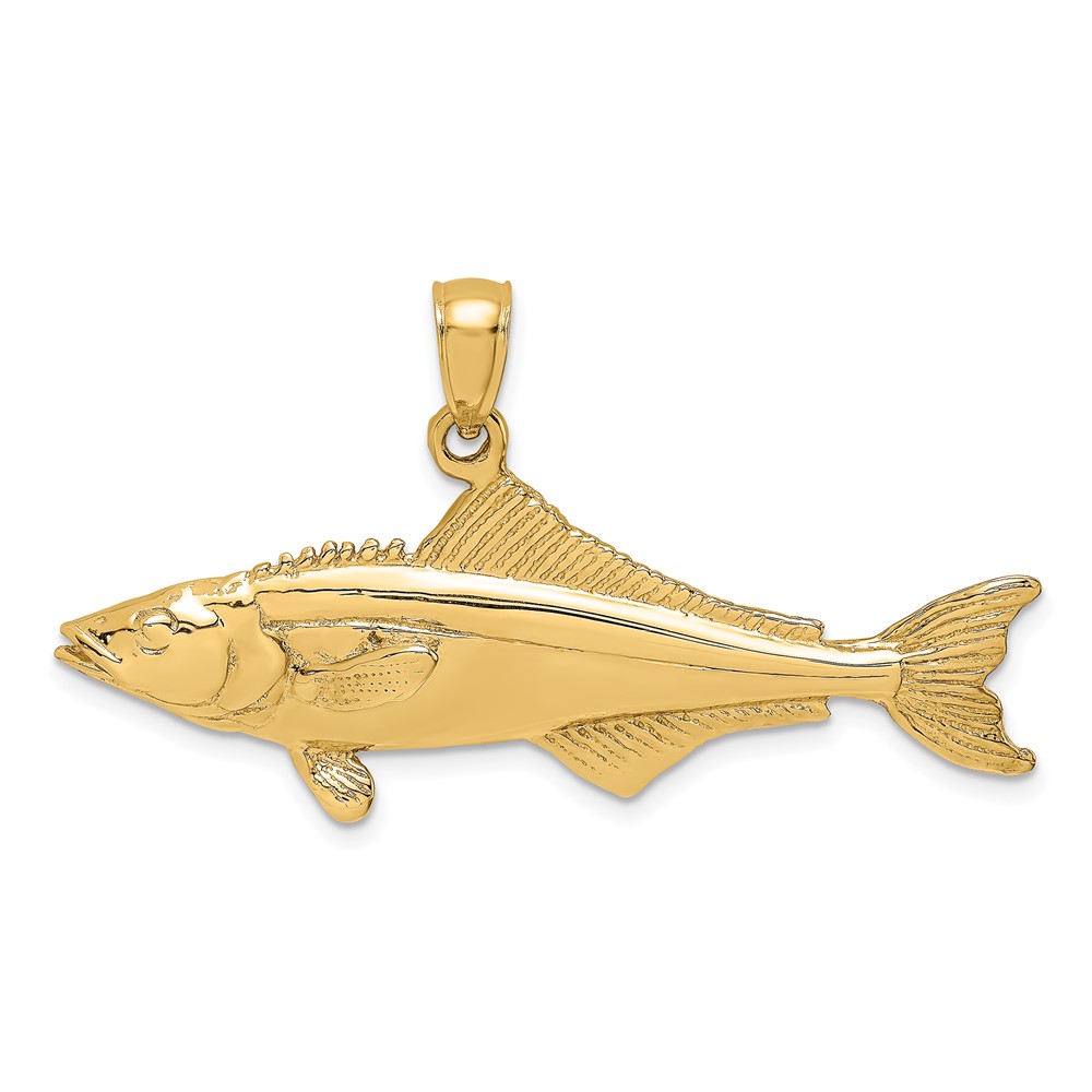 14K 3-D Polished Cobia Fish Charm (K8114)