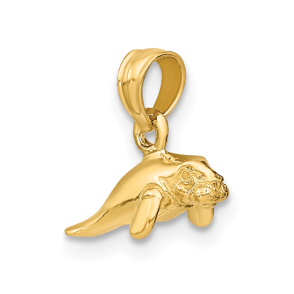 14K 3-D Polished Mini Manatee Charm (K8145)