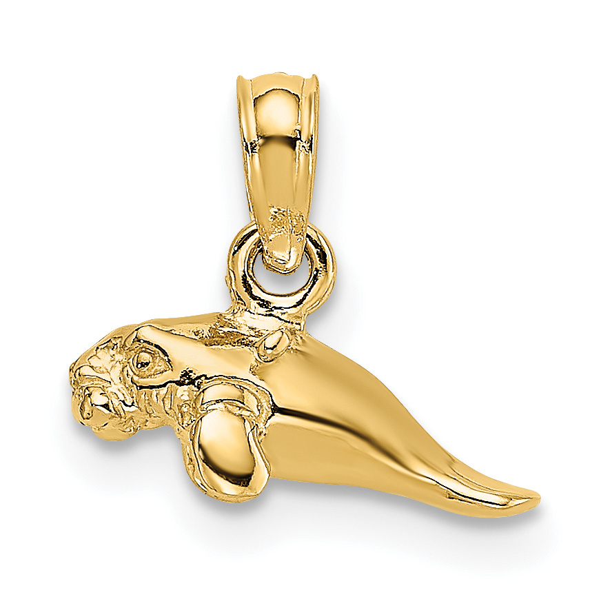 14K 3-D Polished Mini Manatee Charm (K8145)