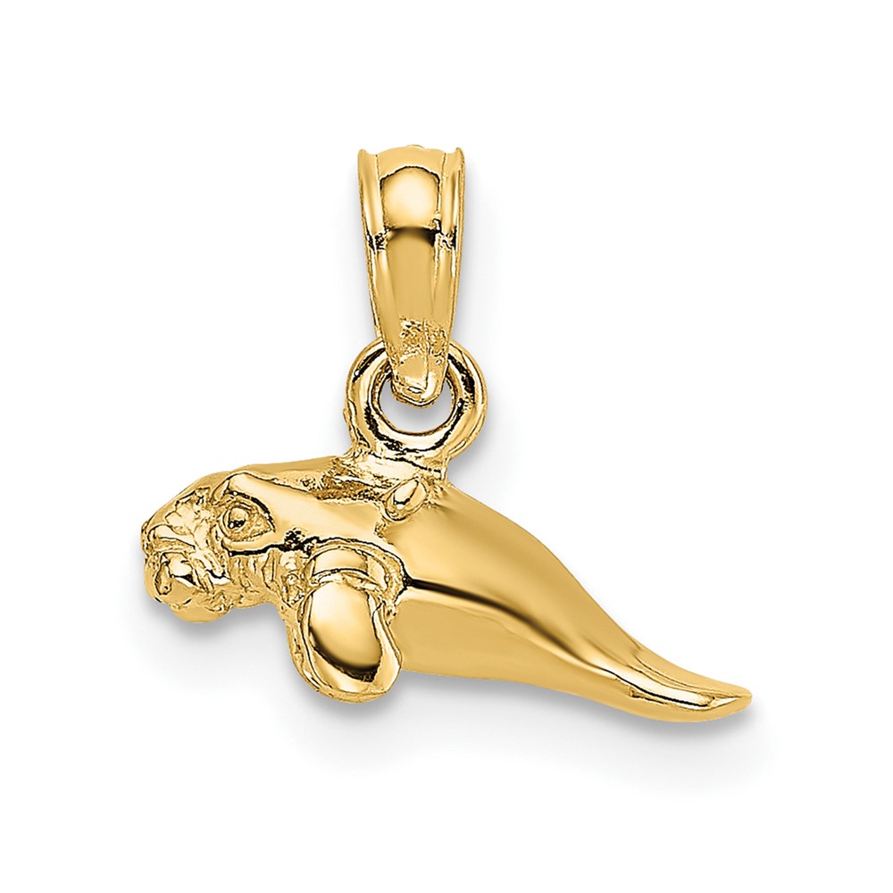 14K 3-D Polished Mini Manatee Charm (K8145)
