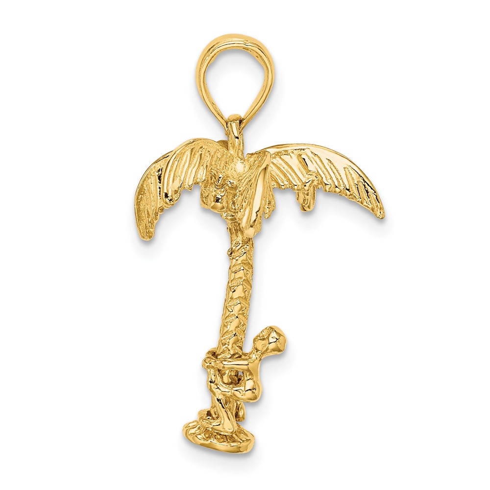 14K 3-D Palm Tree W/Moveable Man Charm (K8146)