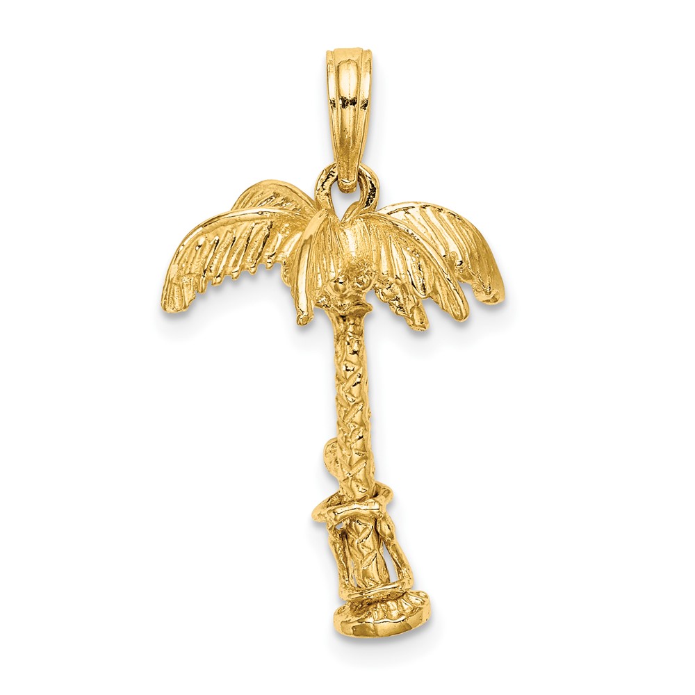 14K 3-D Palm Tree W/Moveable Man Charm (K8146)