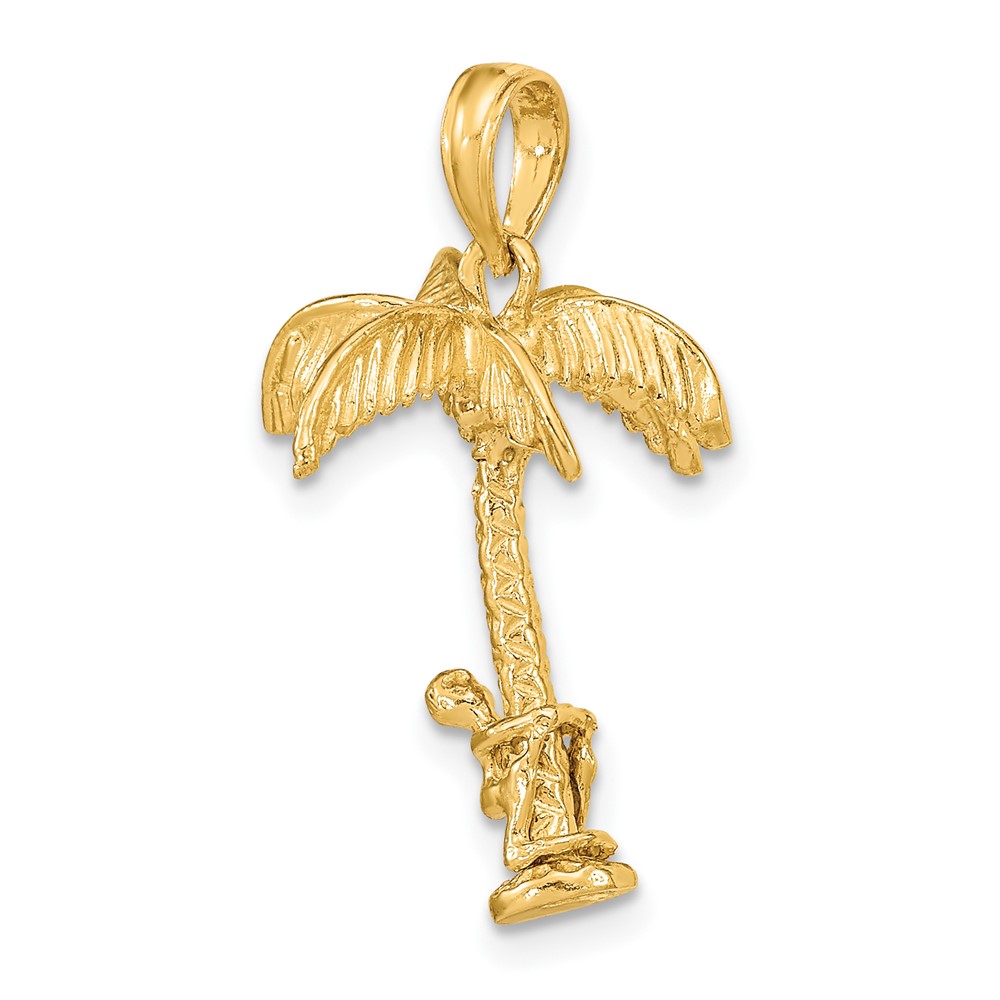 14K 3-D Palm Tree W/Moveable Man Charm (K8146)