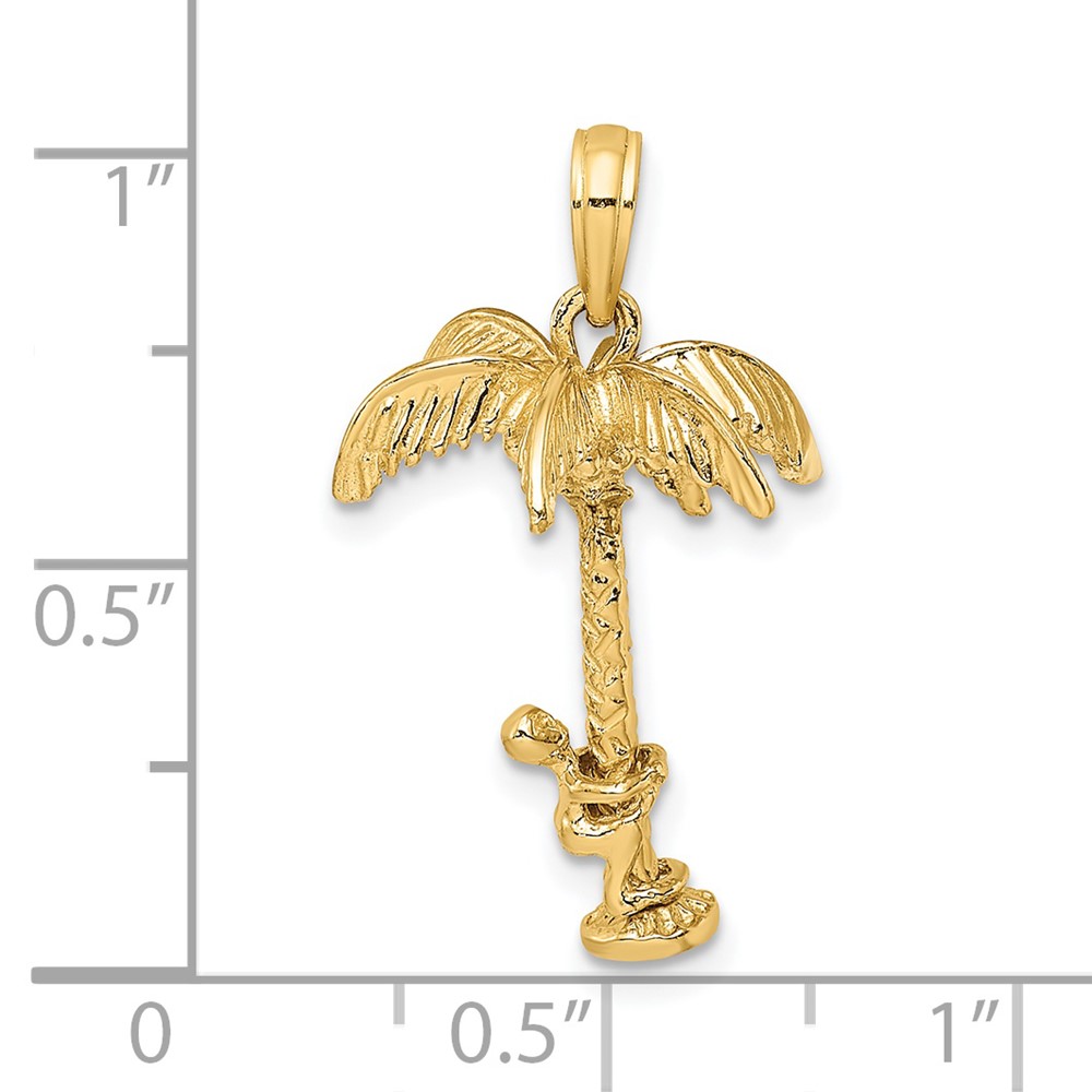14K 3-D Palm Tree W/Moveable Man Charm (K8146)