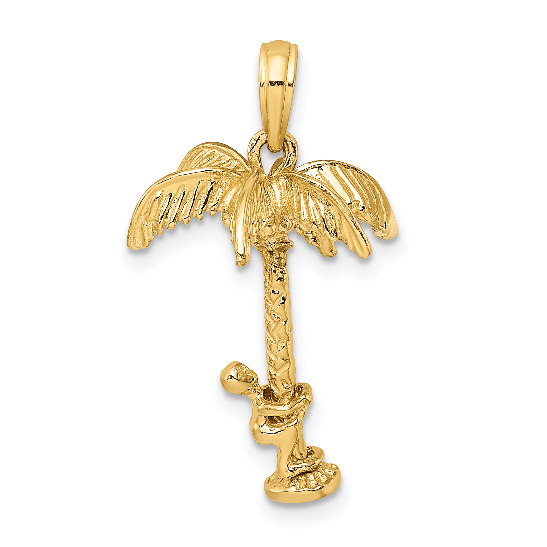 14K 3-D Palm Tree W/Moveable Man Charm (K8146)