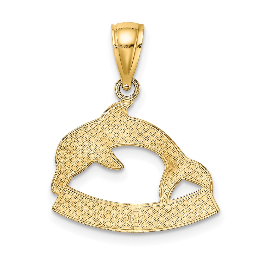14K Polished BARBADOS Dolphin Charm (K8220)