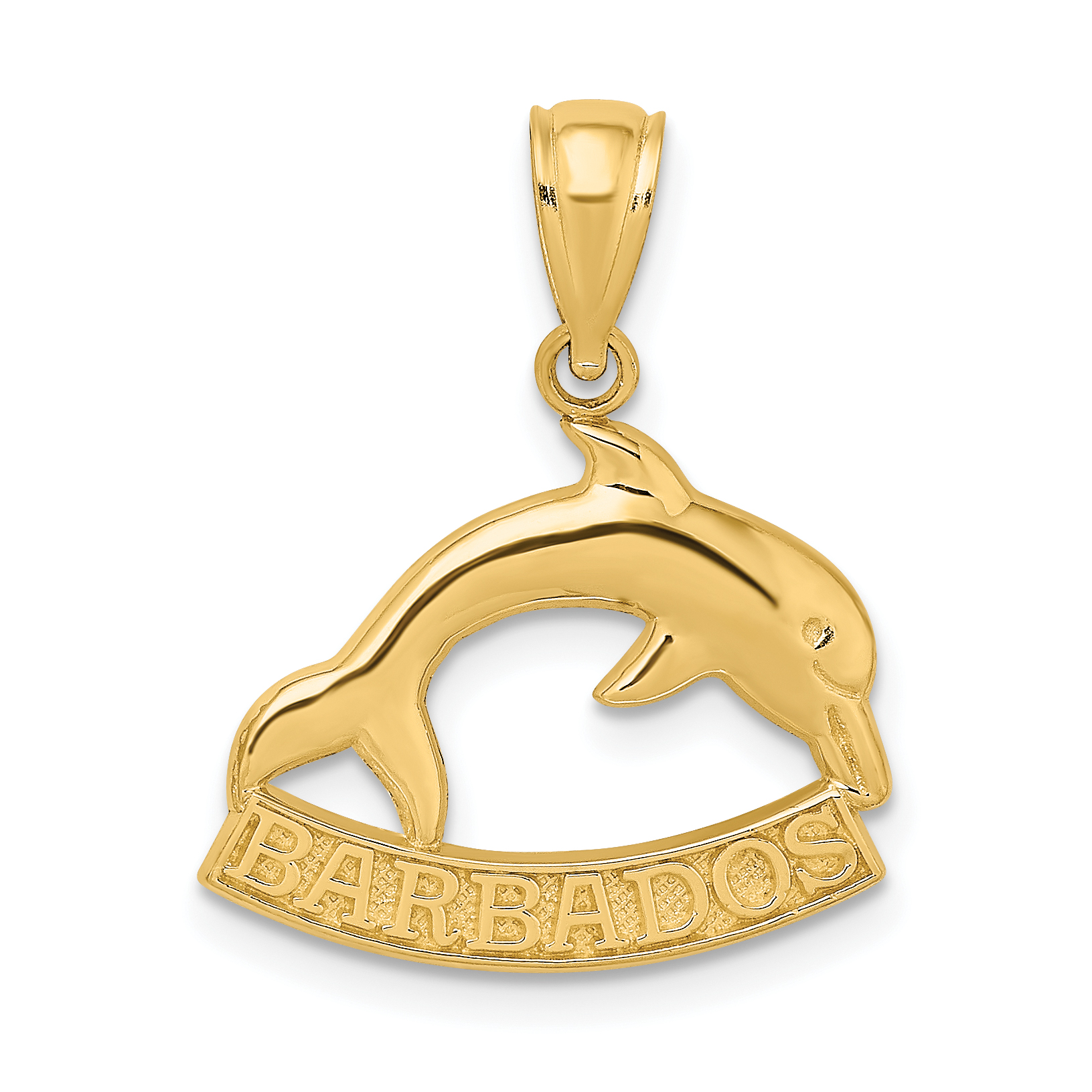 14K Polished BARBADOS Dolphin Charm (K8220)