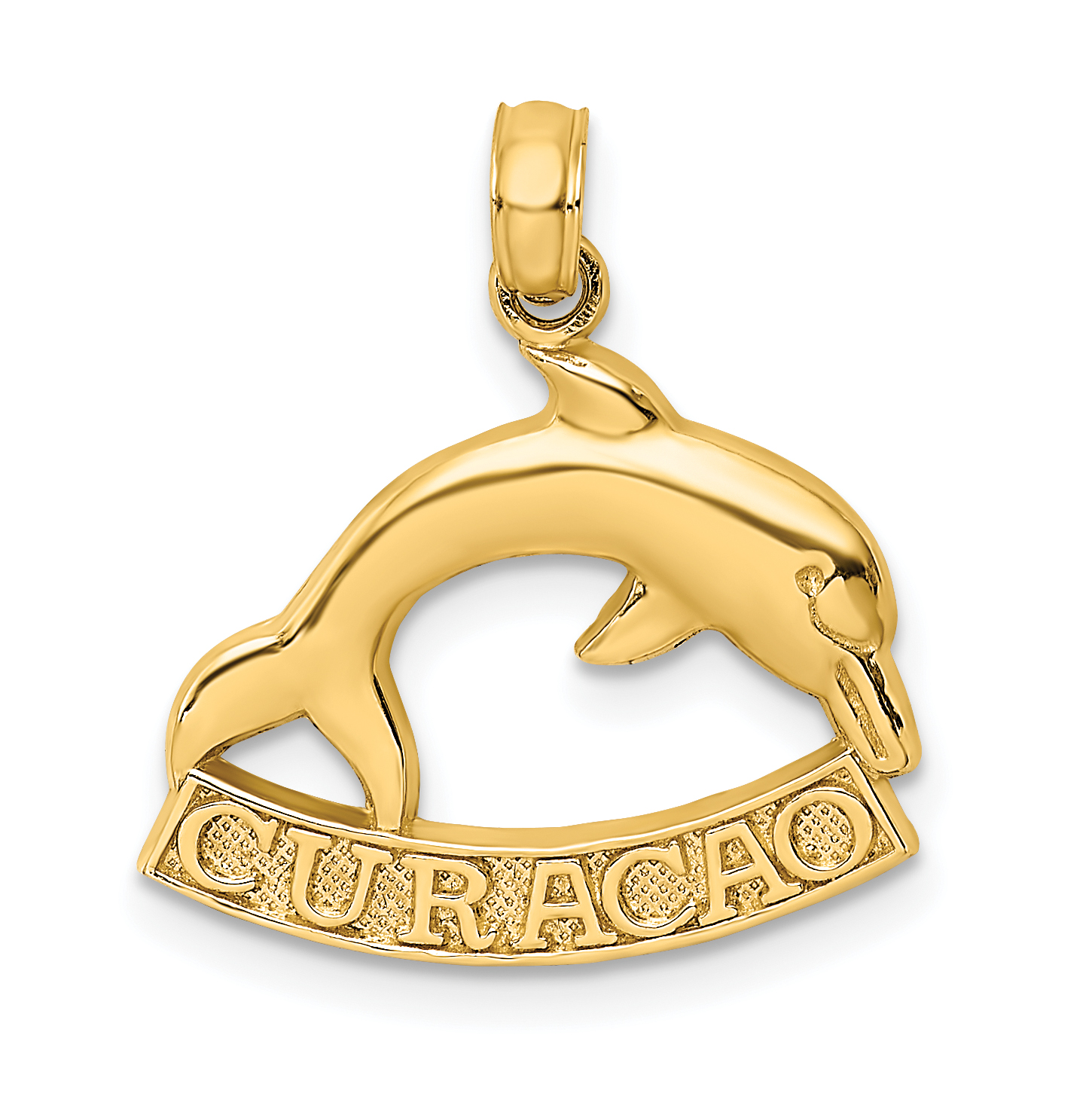 14K 2-D CURACAO Under Polished Dolphin Charm (K8221)