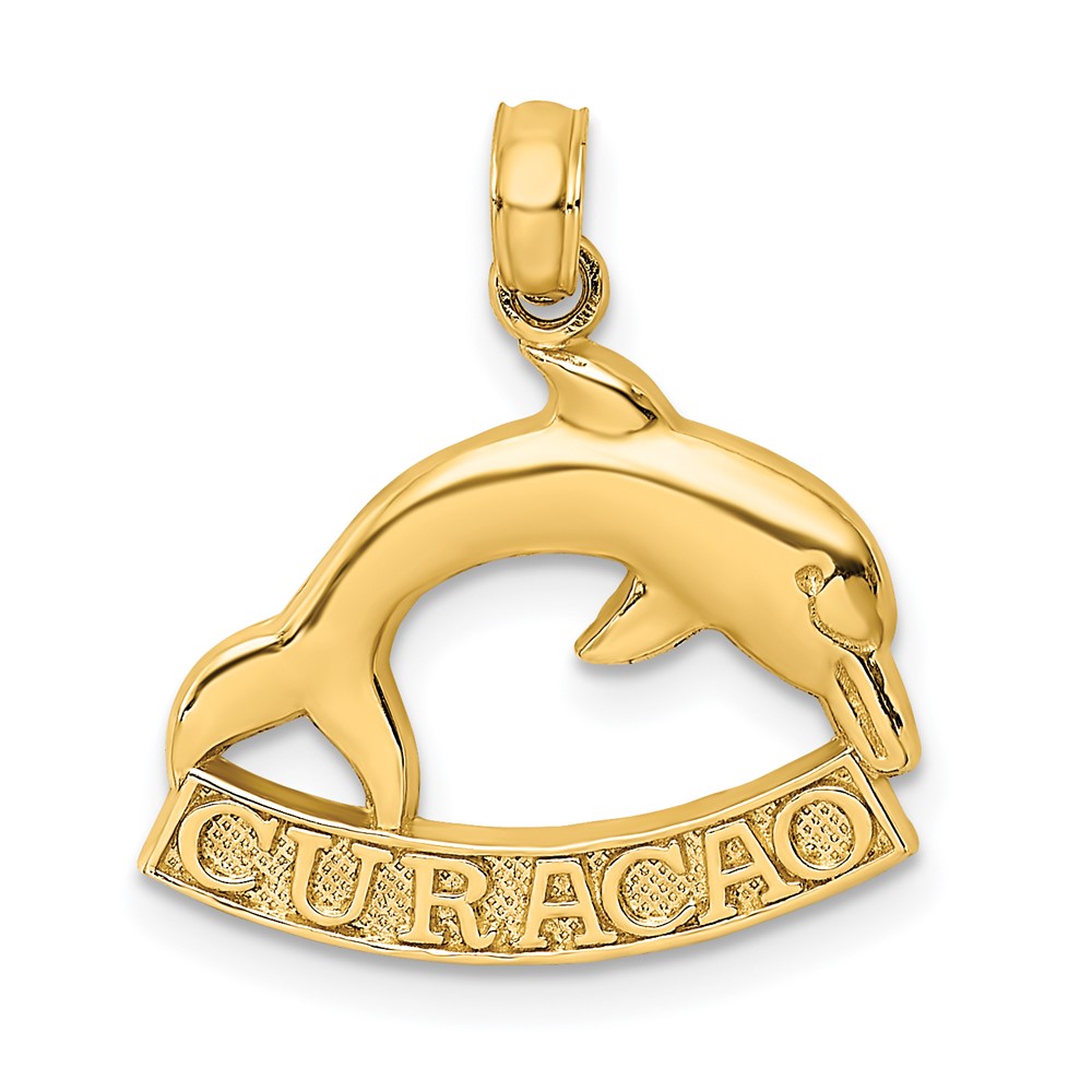 14K 2-D CURACAO Under Polished Dolphin Charm (K8221)