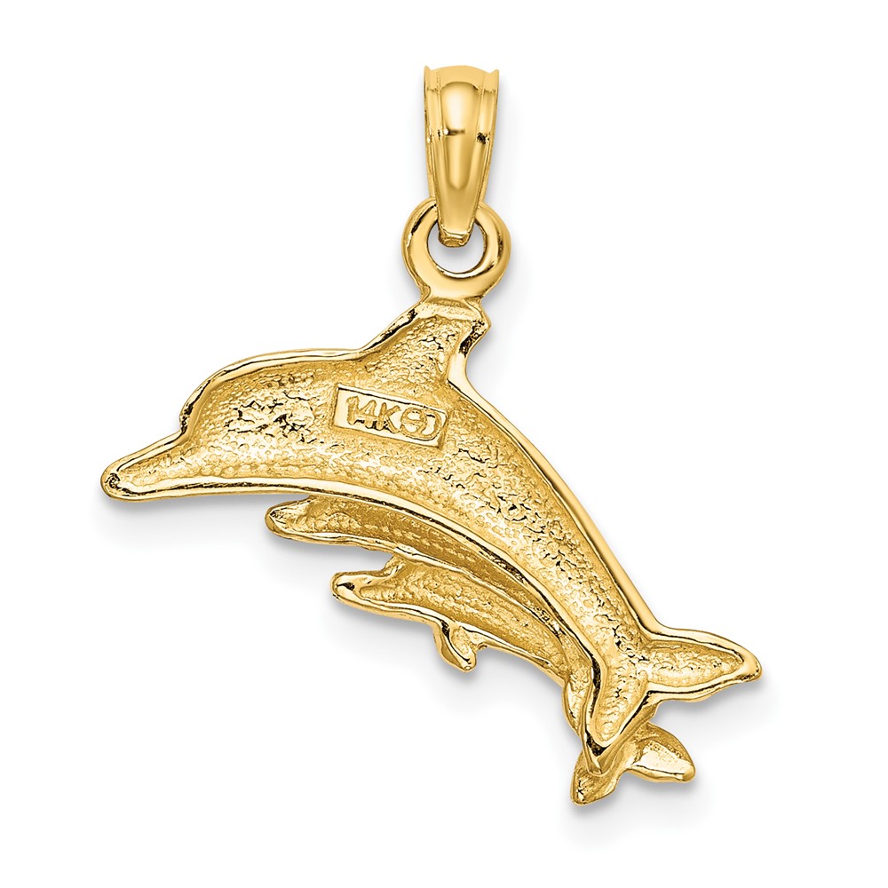 14K Dolphin w/ 2 Baby Dolphins Charm (K8234)