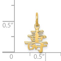 14K Yellow Gold Solid Polished Chinese Long Life Charm view 4