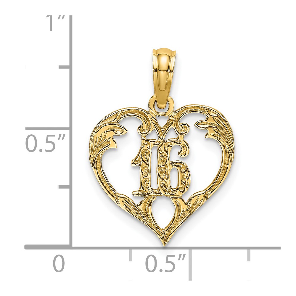 14K 16  Inside Heart Charm (K8285)