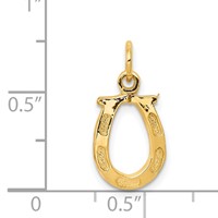 14K Yellow Gold Solid Polished Horseshoe Charm view 3