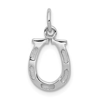 14K White Gold Solid Polished Horseshoe Charm view 1