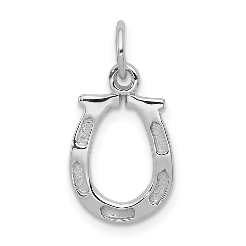 14K White Gold Solid Polished Horseshoe Charm