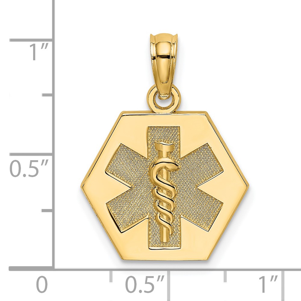 14K Caduceus Textured Back Medical Charm (K8314)