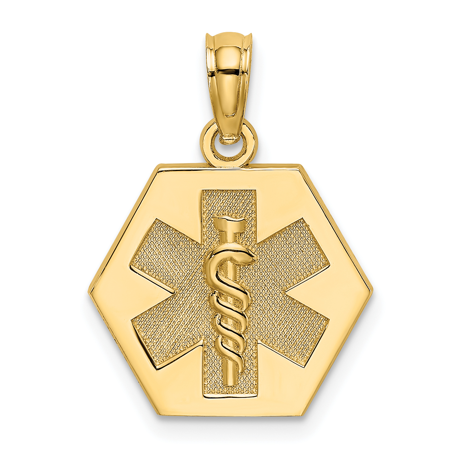 14K Caduceus Textured Back Medical Charm (K8314)