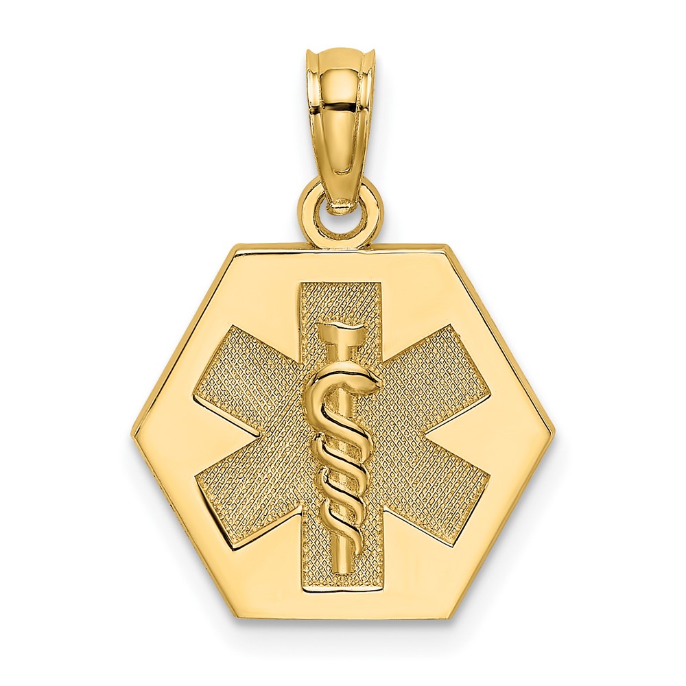 14K Caduceus Textured Back Medical Charm (K8314)