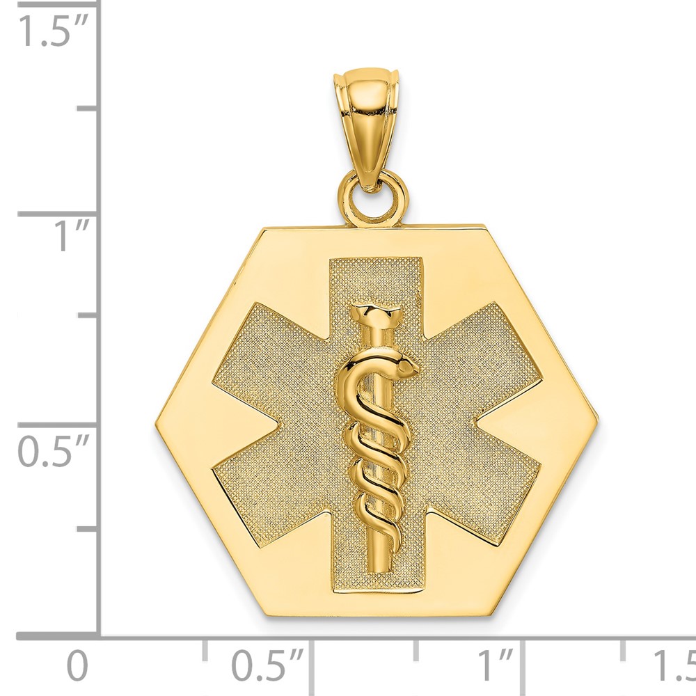 14K Textured Back Caduceus Medical Disc (K8315)
