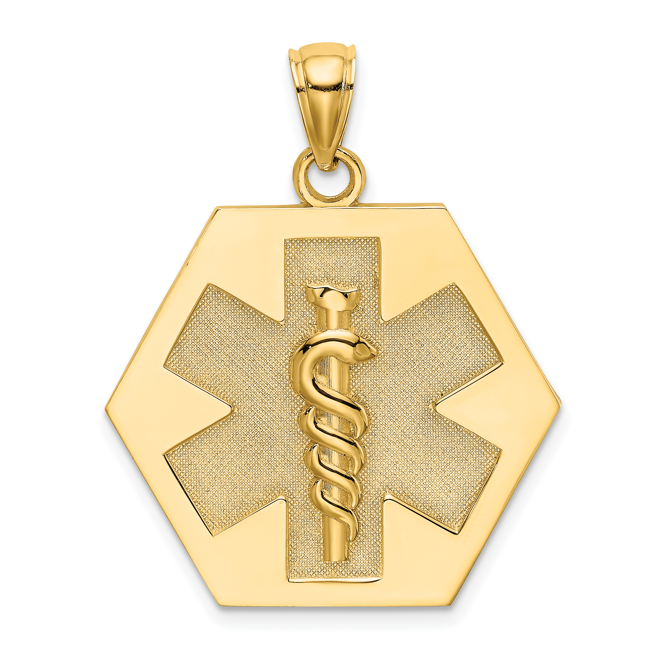 14K Textured Back Caduceus Medical Disc (K8315)