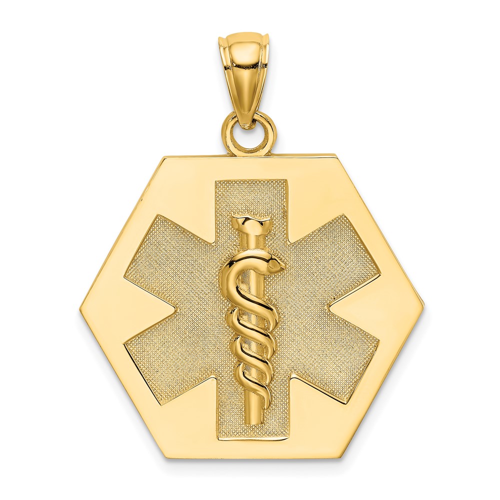 14K Textured Back Caduceus Medical Disc (K8315)