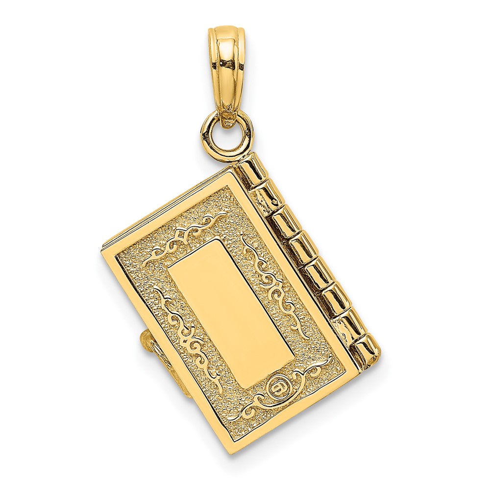 14K 3-D Moveable Pages Holy Bible w/ Lords Prayer Charm (K8323)