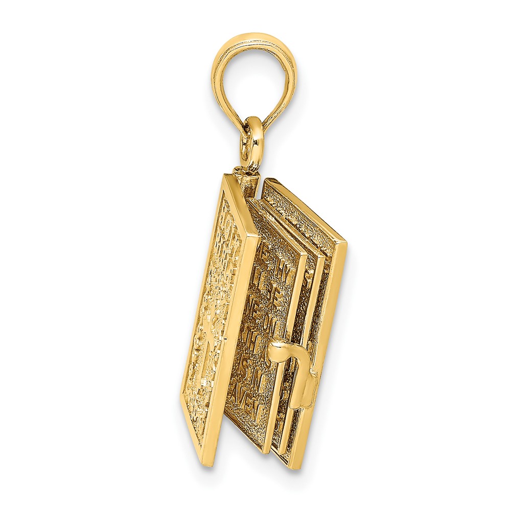 14K 3-D Moveable Pages Holy Bible w/ Lords Prayer Charm (K8323)