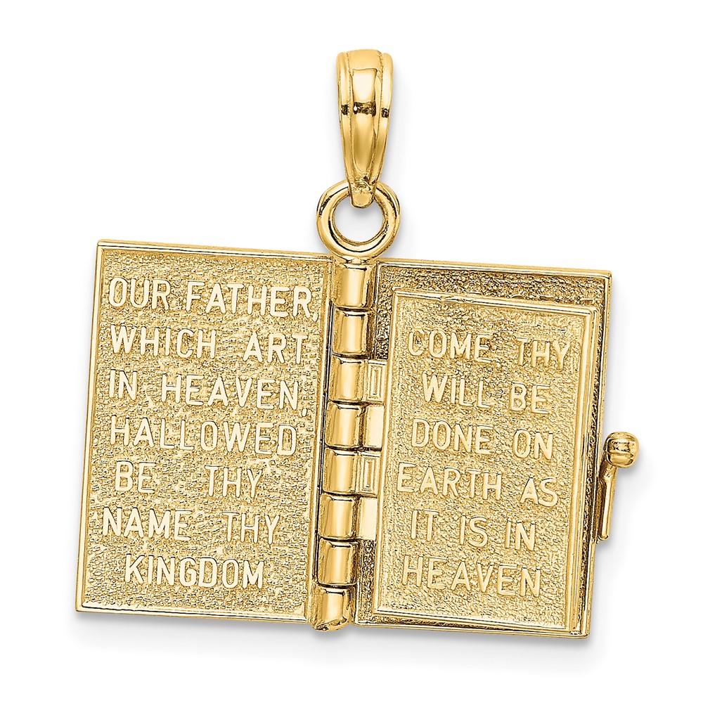 14K 3-D Moveable Pages Holy Bible w/ Lords Prayer Charm (K8323)