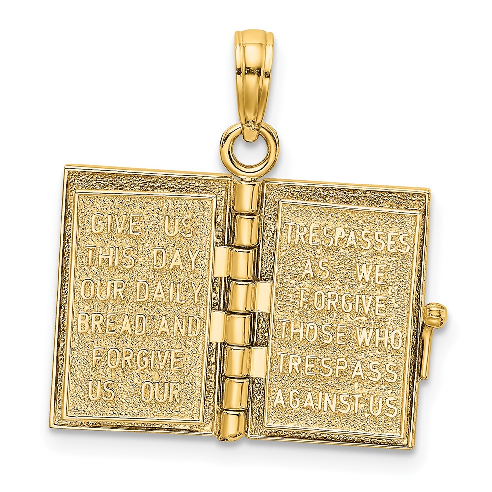 14K 3-D Moveable Pages Holy Bible w/ Lords Prayer Charm (K8323)