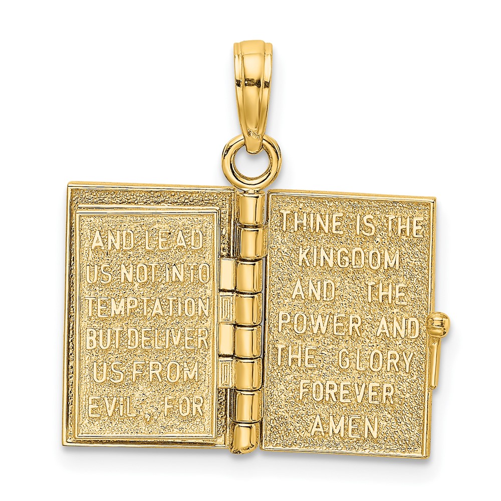 14K 3-D Moveable Pages Holy Bible w/ Lords Prayer Charm (K8323)