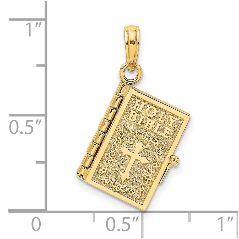 14K 3-D Moveable Pages Holy Bible w/ Lords Prayer Charm (K8323)