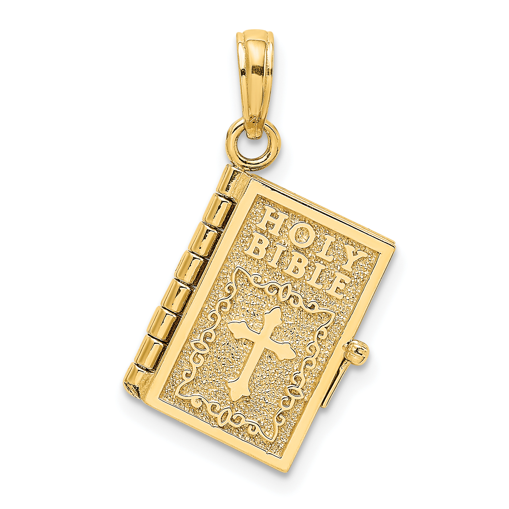 14K 3-D Moveable Pages Holy Bible w/ Lords Prayer Charm (K8323)