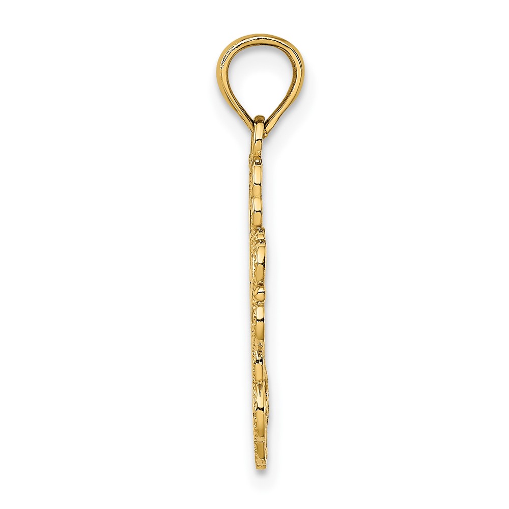 14K Beaded Lace Trim Cross Charm (K8324)